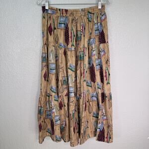 Vintage Fish Skirt Womens One Size Fishing Lake Camp Novelty Maxi Boho Artsy 90s